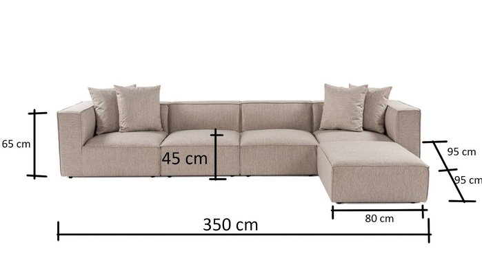 Atelier Del Sofa Sofá Esquinero L1-O1-O1-1R Beige Arena Lino 350cm 190cm